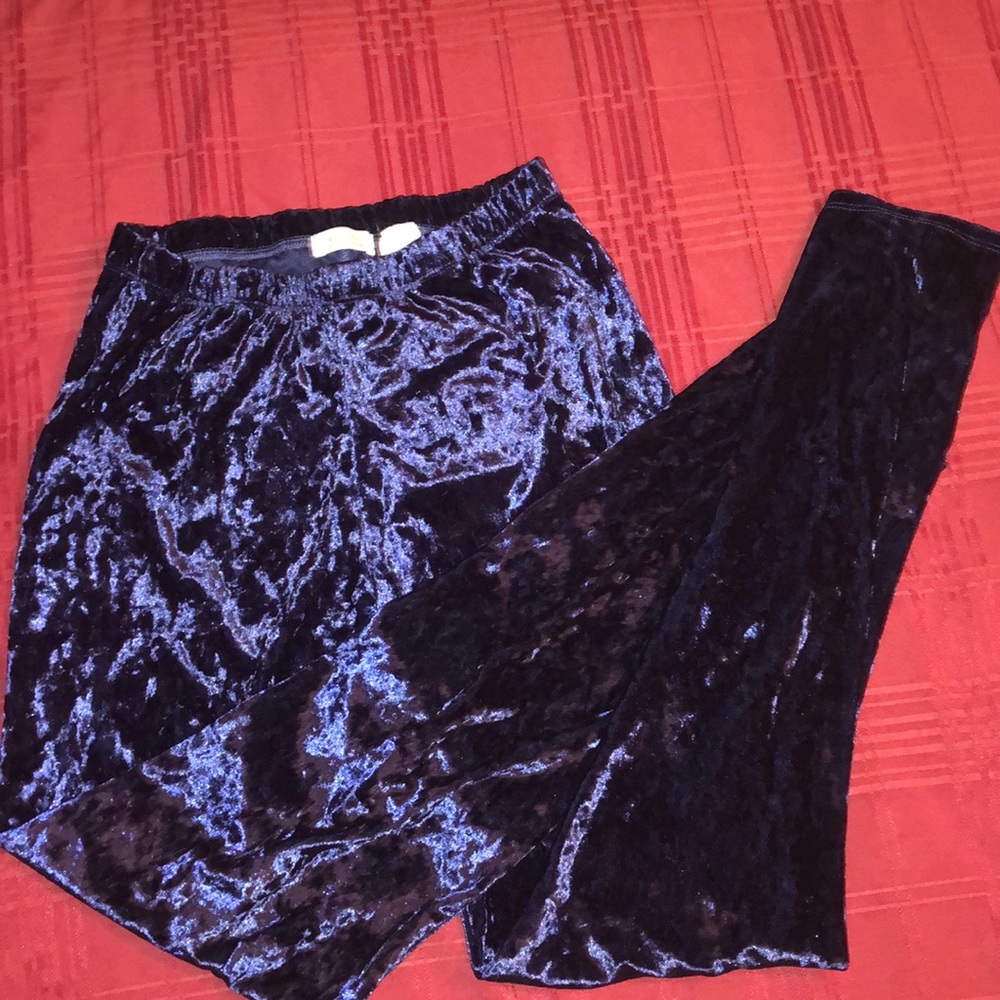 Blue velvet leggings